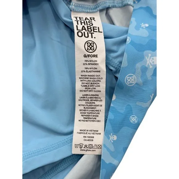 G/Fore G4 Womens Golf Skort Camo Skulls Tees Print Blue Nylon Size L - Picture 6 of 6